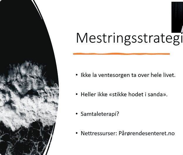 Lysbilde om mestringsstrategier for pårørende