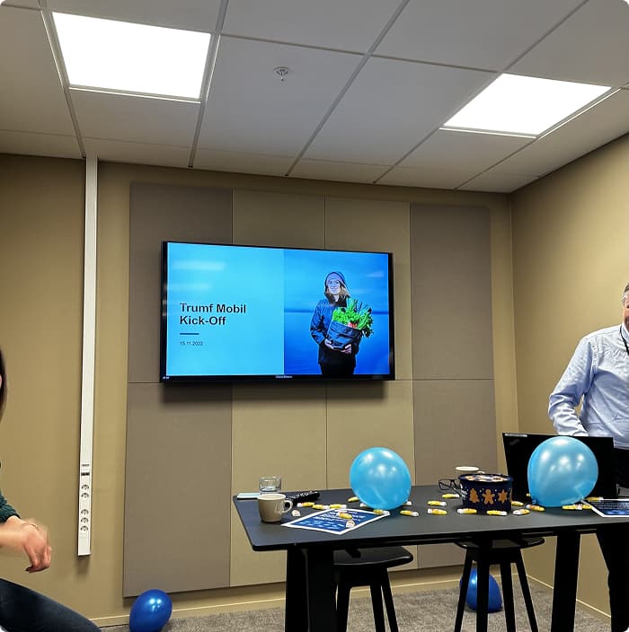Team-kickoff for Trumf Mobil på møterom