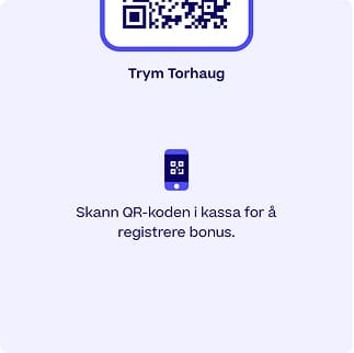 Kort med QR-kode for å registrere bonus
